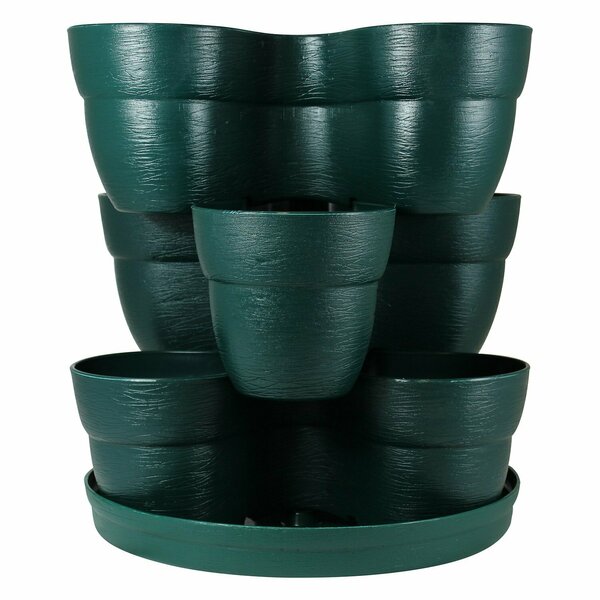 Bloomers Stackable Flower Tower Planter, Holds up to 9 Plants, Great Both Indoors and Outdoors, Hunter Green 2383-1